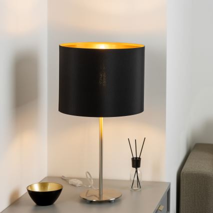 Eglo - LED  Namizna svetilka TUNJA 1xE27/60W/230V 38,5 cm mat krom/črna