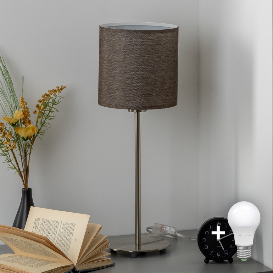 Eglo - LED  Namizna svetilka TUNJA 1xE27/60W/230V 38,5 cm mat krom/rjava