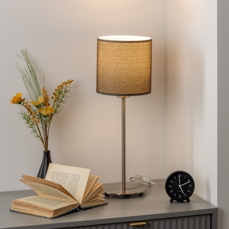 Eglo - LED  Namizna svetilka TUNJA 1xE27/60W/230V 38,5 cm mat krom/rjava