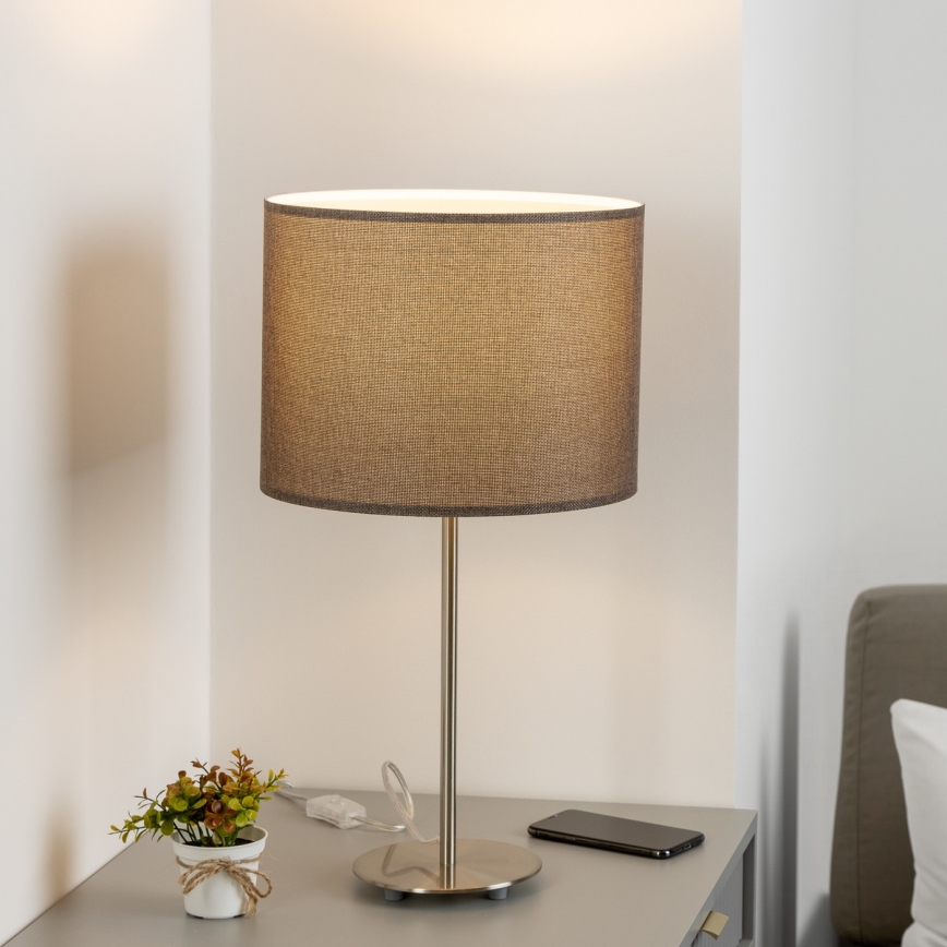 Eglo - LED  Namizna svetilka TUNJA 1xE27/60W/230V 38,5 cm mat krom/rjava