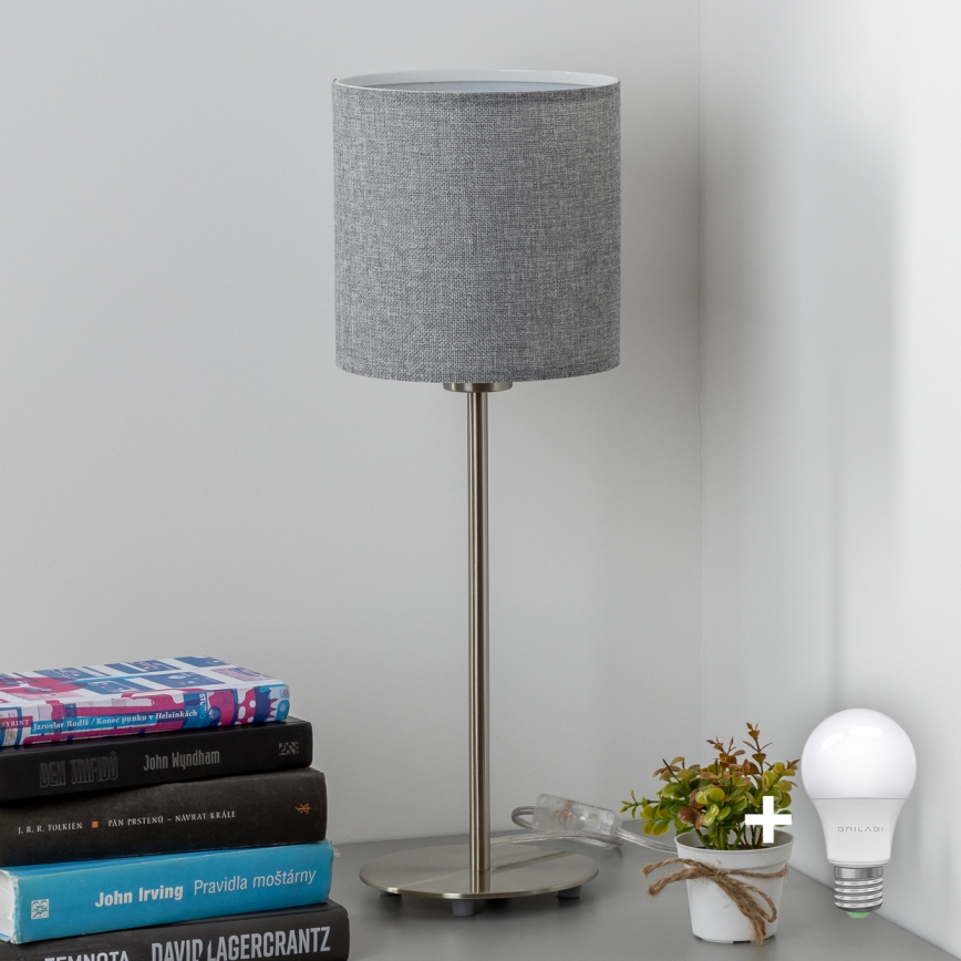 Eglo - LED Namizna svetilka TUNJA 1xE27/60W/230V 38,5 cm mat krom/siva