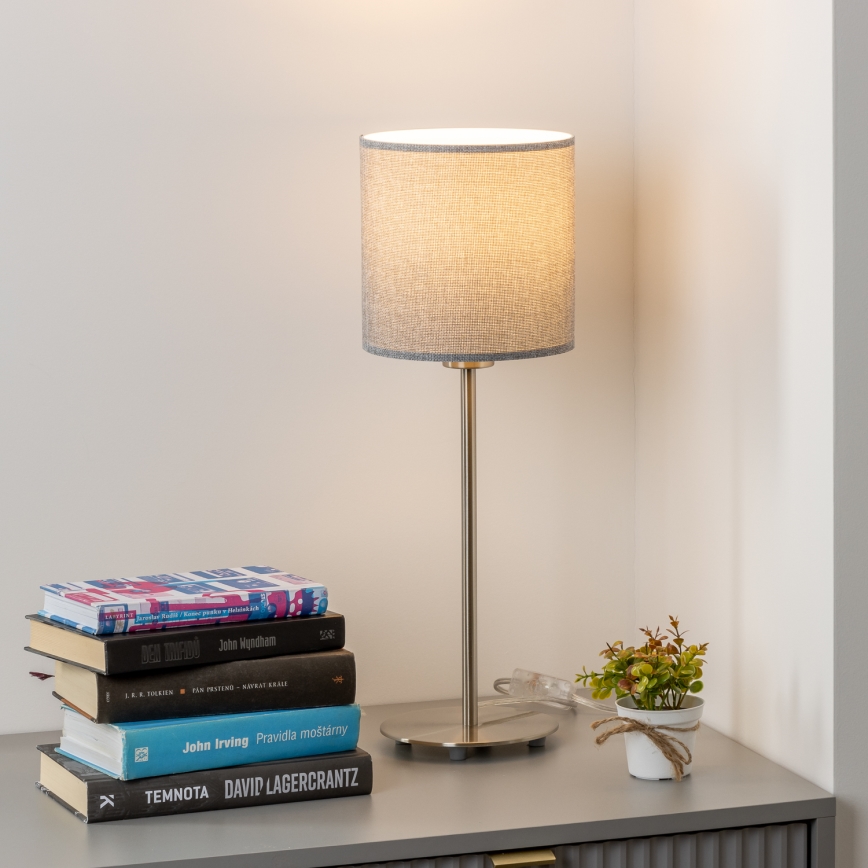 Eglo - LED Namizna svetilka TUNJA 1xE27/60W/230V 38,5 cm mat krom/siva