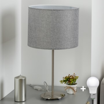 Eglo - LED  Namizna svetilka TUNJA 1xE27/60W/230V 38,5 cm mat krom/siva