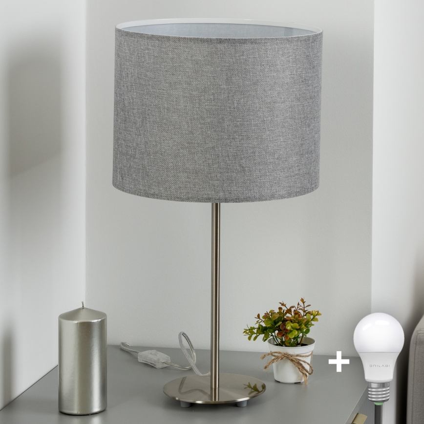 Eglo - LED  Namizna svetilka TUNJA 1xE27/60W/230V 38,5 cm mat krom/siva