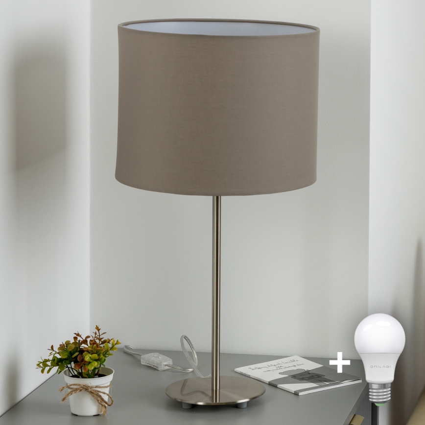 Eglo - LED  Namizna svetilka TUNJA 1xE27/60W/230V 38,5 cm mat krom/taupe