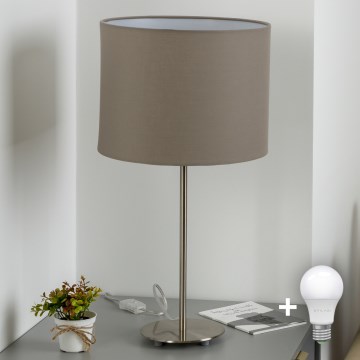 Eglo - LED namizna svetilka TUNJA 1xE27/60W/230V 38,5 cm matni krom/taupe