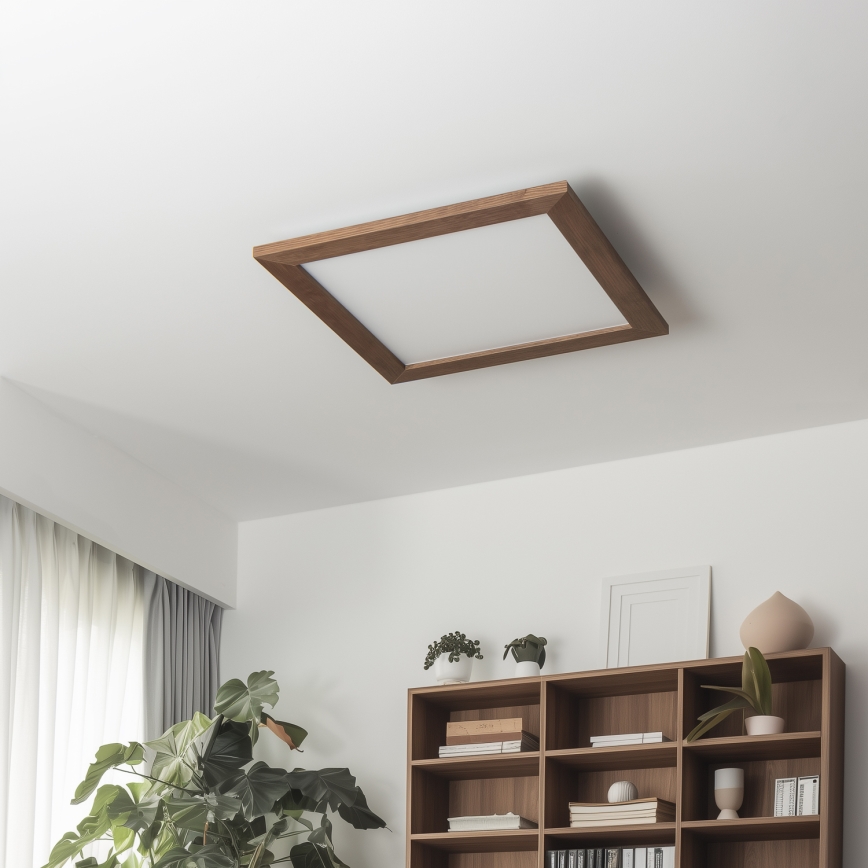 Eglo - LED RGB Zatemnitveni nadgradni panel SALOBRENA-C WOOD LED/24W/230V 2700-6500K 49,5x49,5 cm temno rjava + Daljinski upravljalnik