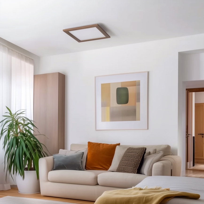 Eglo - LED RGB Zatemnitveni nadgradni panel SALOBRENA-C WOOD LED/24W/230V 2700-6500K 49,5x49,5 cm temno rjava + Daljinski upravljalnik