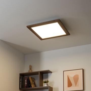 Eglo - LED RGB Zatemnitveni nadgradni panel SALOBRENA-C WOOD LED/24W/230V 2700-6500K 49,5x49,5 cm temno rjava + Daljinski upravljalnik