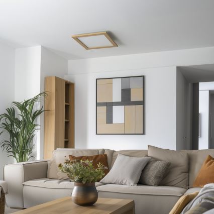 Eglo - LED RGB zatemljiv nadometni panel SALOBRENA-C WOOD LED/40W/230V 2700-6500K 49,5x49,5 cm rjava + daljinski upravljalnik