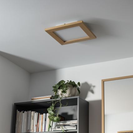 Eglo - LED RGBW zatemljiv površinsko montiran panel SALOBRENA-C WOOD LED/16W/230V 2700-6500K 34x34 cm rjava + daljinski upravljalnik