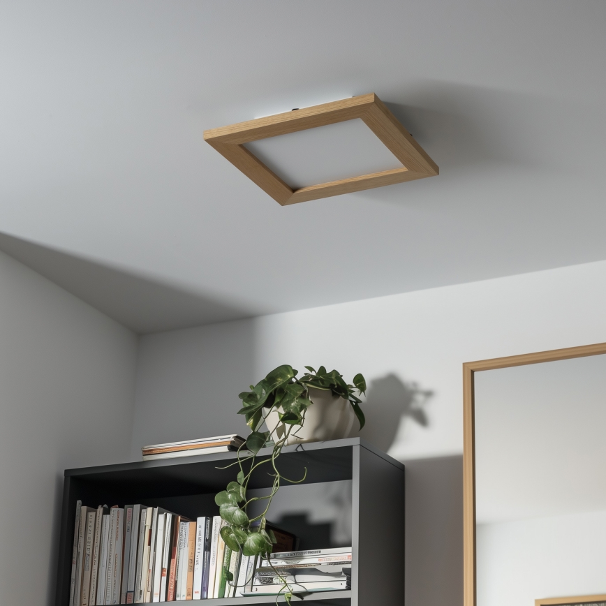 Eglo - LED RGBW zatemljiv površinsko montiran panel SALOBRENA-C WOOD LED/16W/230V 2700-6500K 34x34 cm rjava + daljinski upravljalnik