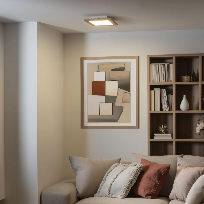 Eglo - LED RGBW zatemljiv površinsko montiran panel SALOBRENA-C WOOD LED/16W/230V 2700-6500K 34x34 cm rjava + daljinski upravljalnik