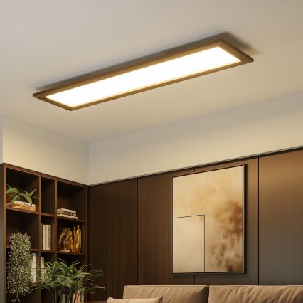 Eglo - LED RGBW zatemljiv nadometni panel SALOBRENA-C WOOD LED/34W/230V 2700-6500K 34x124 cm temno rjava + daljinski upravljalnik