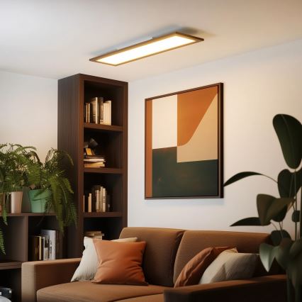 Eglo - LED RGBW zatemljiv nadometni panel SALOBRENA-C WOOD LED/34W/230V 2700-6500K 34x124 cm temno rjava + daljinski upravljalnik