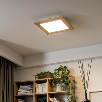Eglo - LED RGBW zatemljiv površinsko montiran panel SALOBRENA-C WOOD LED/16W/230V 2700-6500K 34x34 cm rjava + daljinski upravljalnik