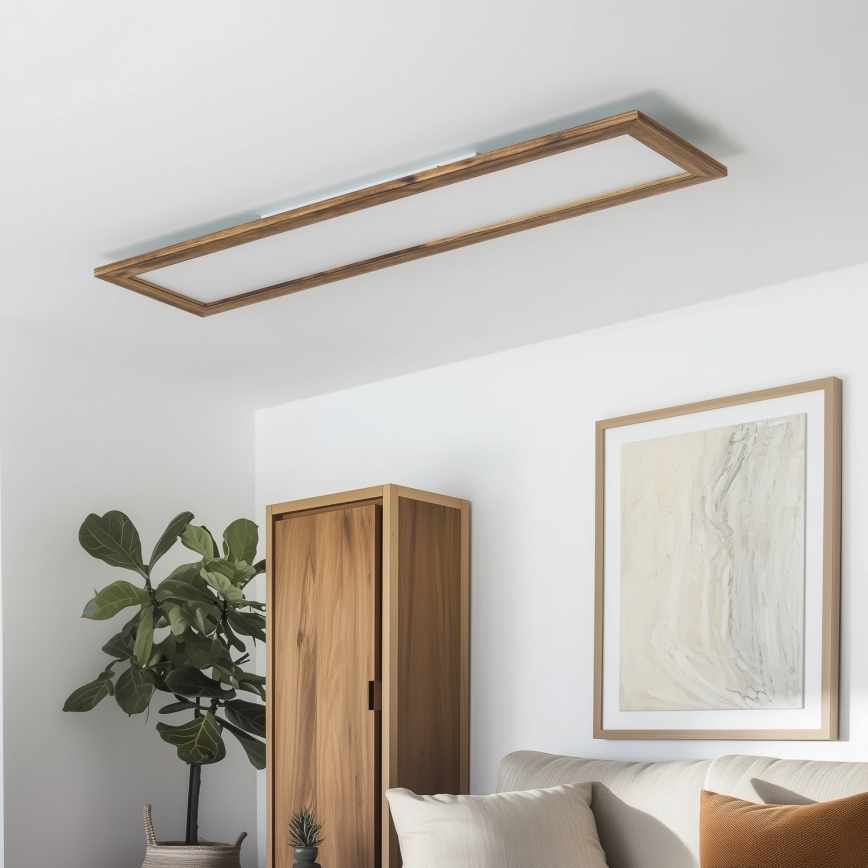 Eglo - LED RGBW zatemljiv površinsko montiran panel SALOBRENA-C WOOD LED/34W/230V 2700-6500K 34x124 cm rjava + daljinski upravljalnik