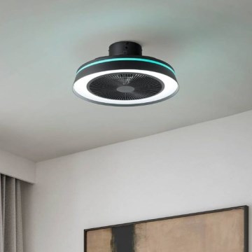 Eglo - LED RGBW zatemljiv stropni ventilator 3xLED/8,5W/230V+LED/6W 2700-6500K premer 48 cm črna + daljinski upravljalnik