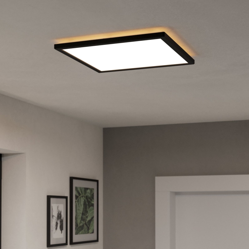 Eglo - LED RGBW Zatemnitvena kopalniška stropna svetilka LED/17,6W/230V 2700-6500K 39x39 cm IP44 črna ZigBee