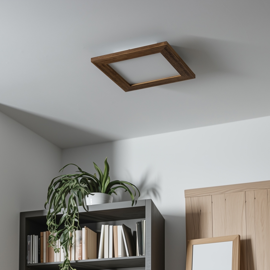 Eglo - LED RGBW Zatemnitveni nadgradni panel SALOBRENA-C WOOD LED/16W/230V 2700-6500K 34x34 cm rjava + Daljinski upravljalnik
