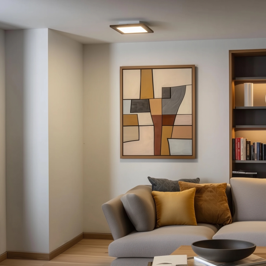 Eglo - LED RGBW Zatemnitveni nadgradni panel SALOBRENA-C WOOD LED/16W/230V 2700-6500K 34x34 cm rjava + Daljinski upravljalnik