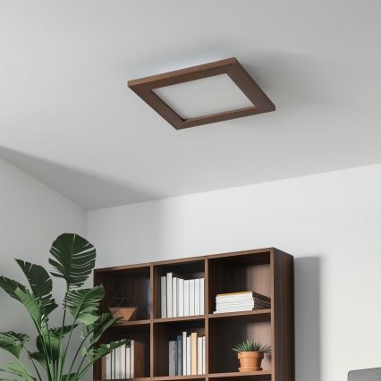 Eglo - LED RGBW Zatemnitveni nadgradni panel SALOBRENA-C WOOD LED/16W/230V 2700-6500K 34x34 cm temno rjava + Daljinski upravljalnik