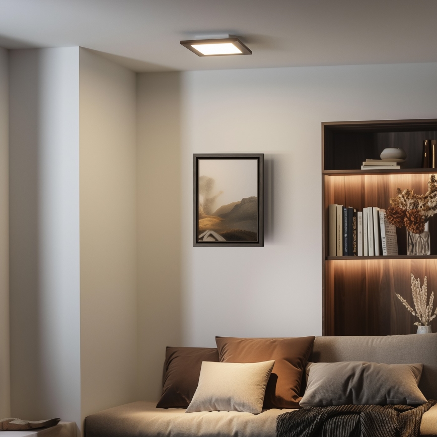 Eglo - LED RGBW Zatemnitveni nadgradni panel SALOBRENA-C WOOD LED/16W/230V 2700-6500K 34x34 cm temno rjava + Daljinski upravljalnik