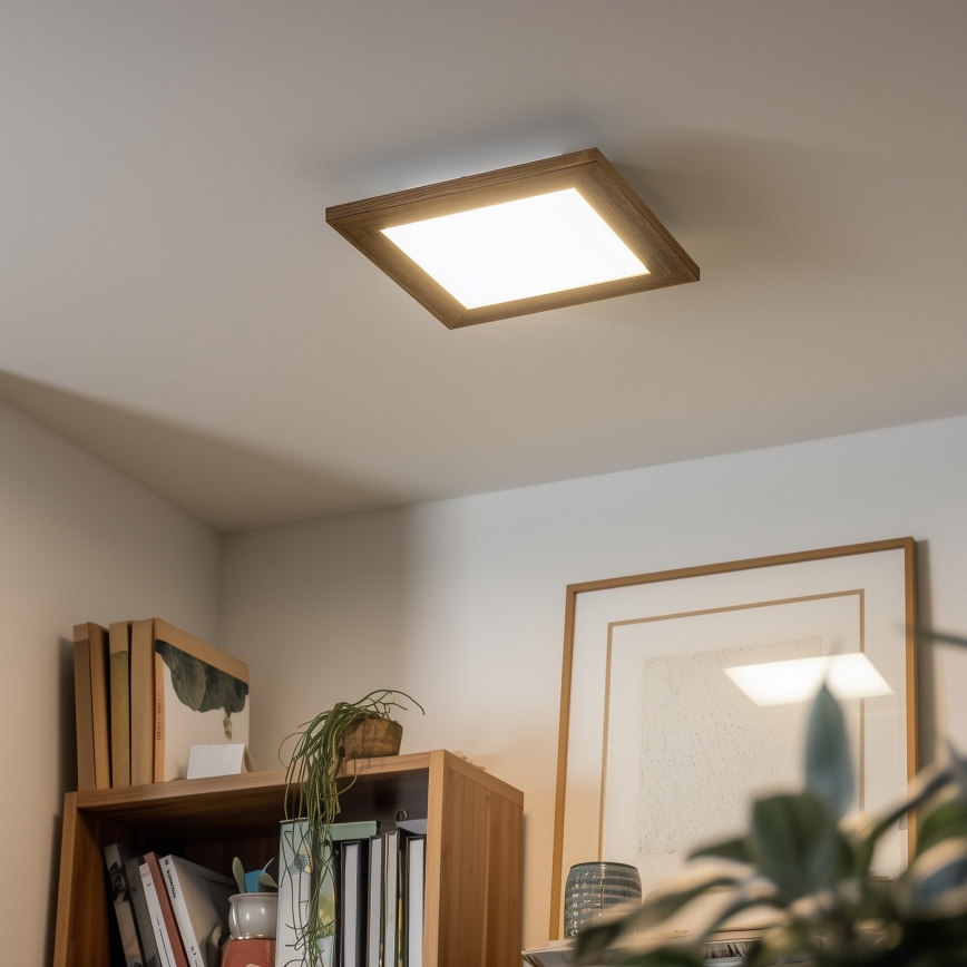 Eglo - LED RGBW Zatemnitveni nadgradni panel SALOBRENA-C WOOD LED/16W/230V 2700-6500K 34x34 cm rjava + Daljinski upravljalnik