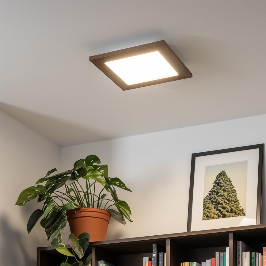 Eglo - LED RGBW Zatemnitveni nadgradni panel SALOBRENA-C WOOD LED/16W/230V 2700-6500K 34x34 cm temno rjava + Daljinski upravljalnik