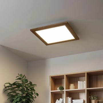 Eglo - LED RGBW Zatemnitveni nadgradni panel SALOBRENA-C WOOD LED/21W/230V 2700-6500K 49,5x49,5 cm rjava + Daljinski upravljalnik