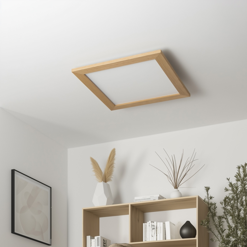 Eglo - LED RGBW Zatemnitveni nadgradni panel SALOBRENA-C WOOD LED/21W/230V 2700-6500K 49,5x49,5 cm rjava + Daljinski upravljalnik