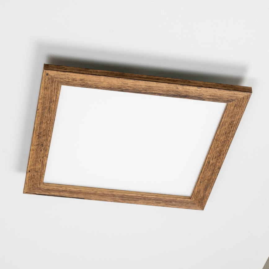 Eglo - LED RGBW Zatemnitveni nadgradni panel SALOBRENA-C WOOD LED/21W/230V 2700-6500K 49,5x49,5 cm rjava + Daljinski upravljalnik