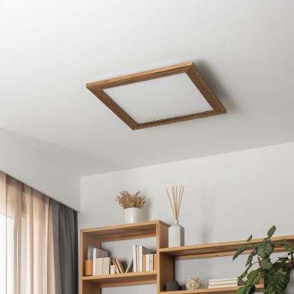Eglo - LED RGBW Zatemnitveni nadgradni panel SALOBRENA-C WOOD LED/21W/230V 2700-6500K 49,5x49,5 cm rjava + Daljinski upravljalnik