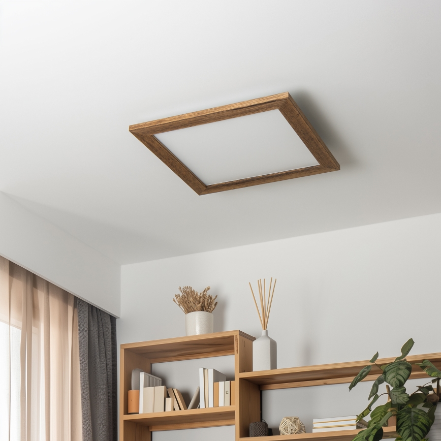 Eglo - LED RGBW Zatemnitveni nadgradni panel SALOBRENA-C WOOD LED/21W/230V 2700-6500K 49,5x49,5 cm rjava + Daljinski upravljalnik