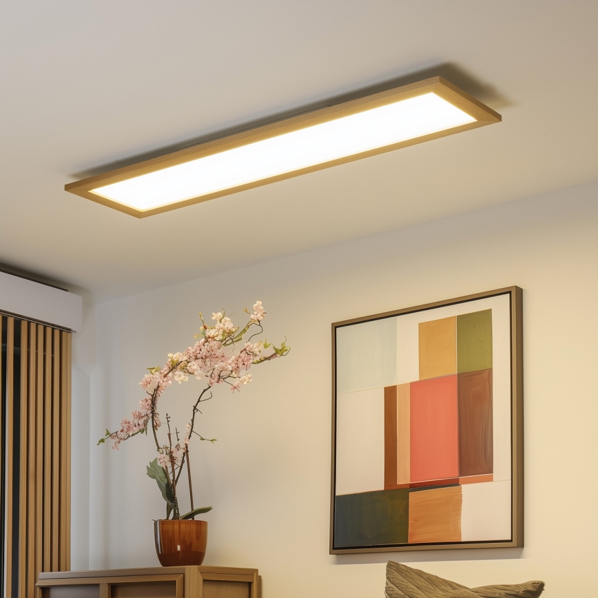 Eglo - LED RGBW Zatemnitveni panel SALOBRENA-C WOOD LED/31W/230V 2700-6500K 34x124 cm rjava + Daljinski upravljalnik