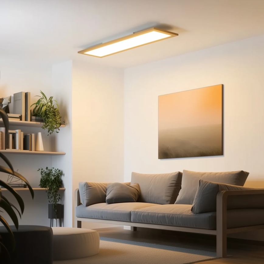 Eglo - LED RGBW Zatemnitveni panel SALOBRENA-C WOOD LED/31W/230V 2700-6500K 34x124 cm rjava + Daljinski upravljalnik
