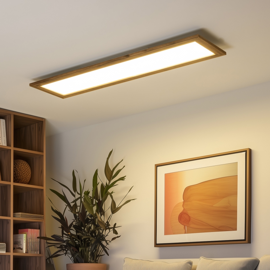 Eglo - LED RGBW Zatemnitveni panel SALOBRENA-C WOOD LED/31W/230V 2700-6500K 34x124 cm rjava + Daljinski upravljalnik
