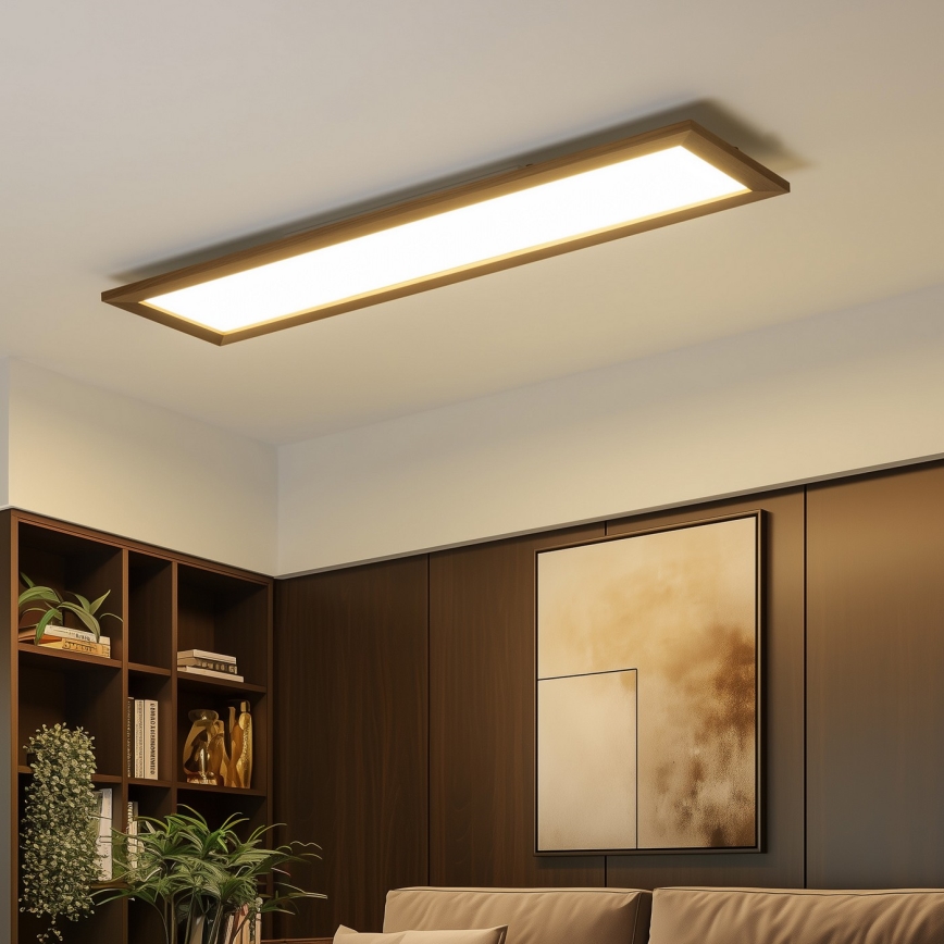 Eglo - LED RGBW Zatemnitveni panel SALOBRENA-C WOOD LED/31W/230V 2700-6500K 34x124 cm temno rjava + Daljinski upravljalnik