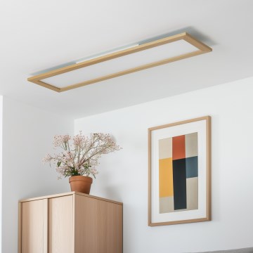 Eglo - LED RGBW Zatemnitveni panel SALOBRENA-C WOOD LED/31W/230V 2700-6500K 34x124 cm rjava + Daljinski upravljalnik