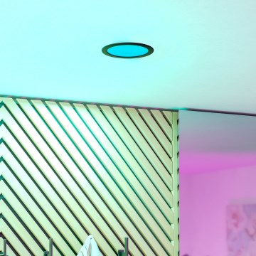 Eglo - LED RGBW Zatemnljiva vgradna stropna svetilka za kopalnico LED/9,5W/230V 2700-6500K premer 16,8 cm IP44 črna