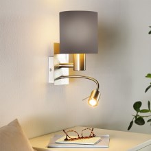 Eglo - LED Stenska svetilka 1xE27/40W+LED/3,5W siva