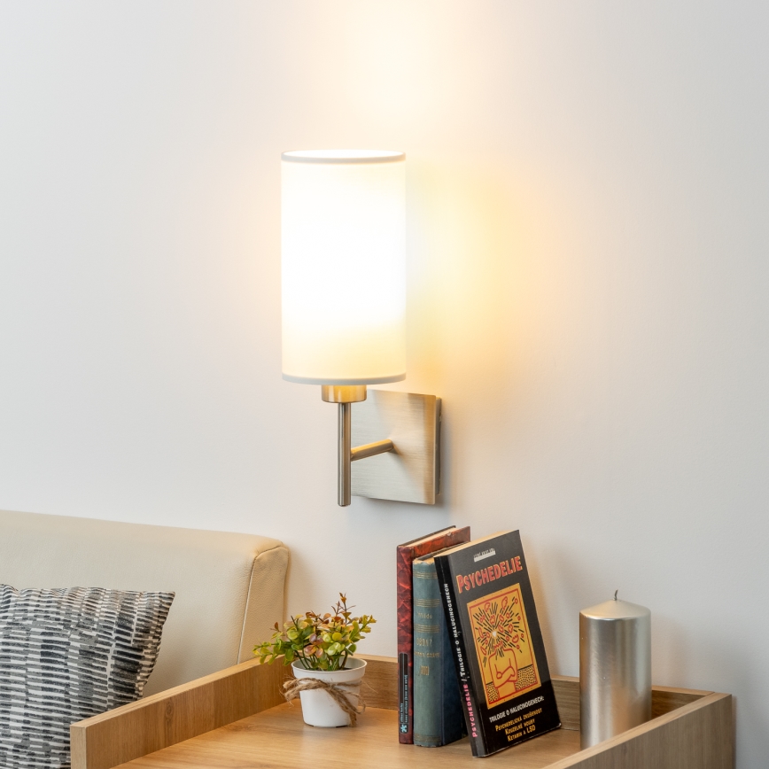 Eglo - LED Stenska svetilka TUNJA 1xE27/60W/230V mat krom/bela