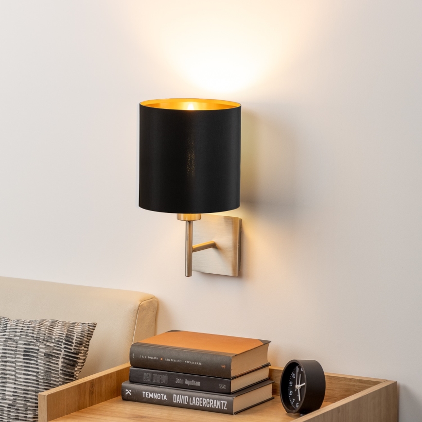 Eglo - LED Stenska svetilka TUNJA 1xE27/60W/230V mat krom/črna