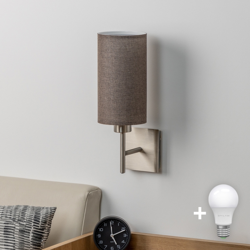 Eglo - LED Stenska svetilka TUNJA 1xE27/60W/230V mat krom/rjava