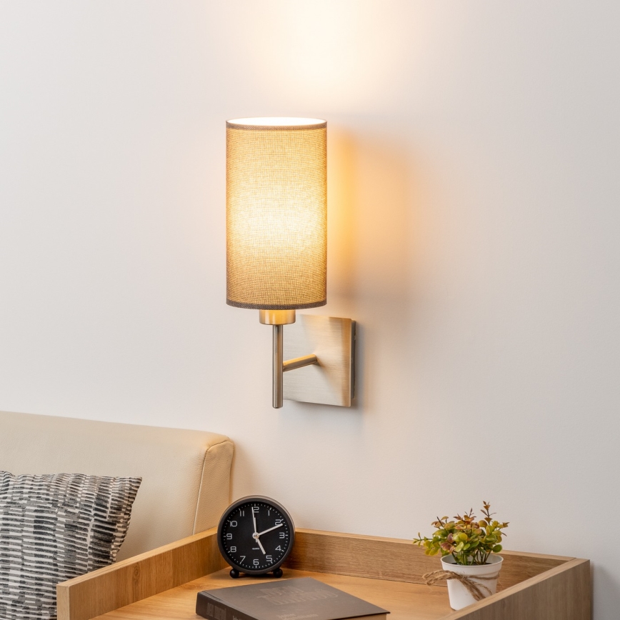 Eglo - LED Stenska svetilka TUNJA 1xE27/60W/230V mat krom/rjava