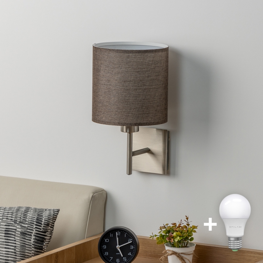 Eglo - LED Stenska svetilka TUNJA 1xE27/60W/230V mat krom/rjava