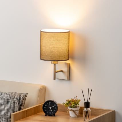 Eglo - LED Stenska svetilka TUNJA 1xE27/60W/230V mat krom/rjava