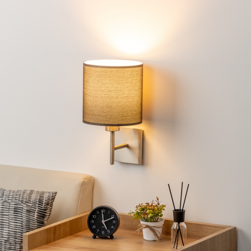 Eglo - LED Stenska svetilka TUNJA 1xE27/60W/230V mat krom/rjava