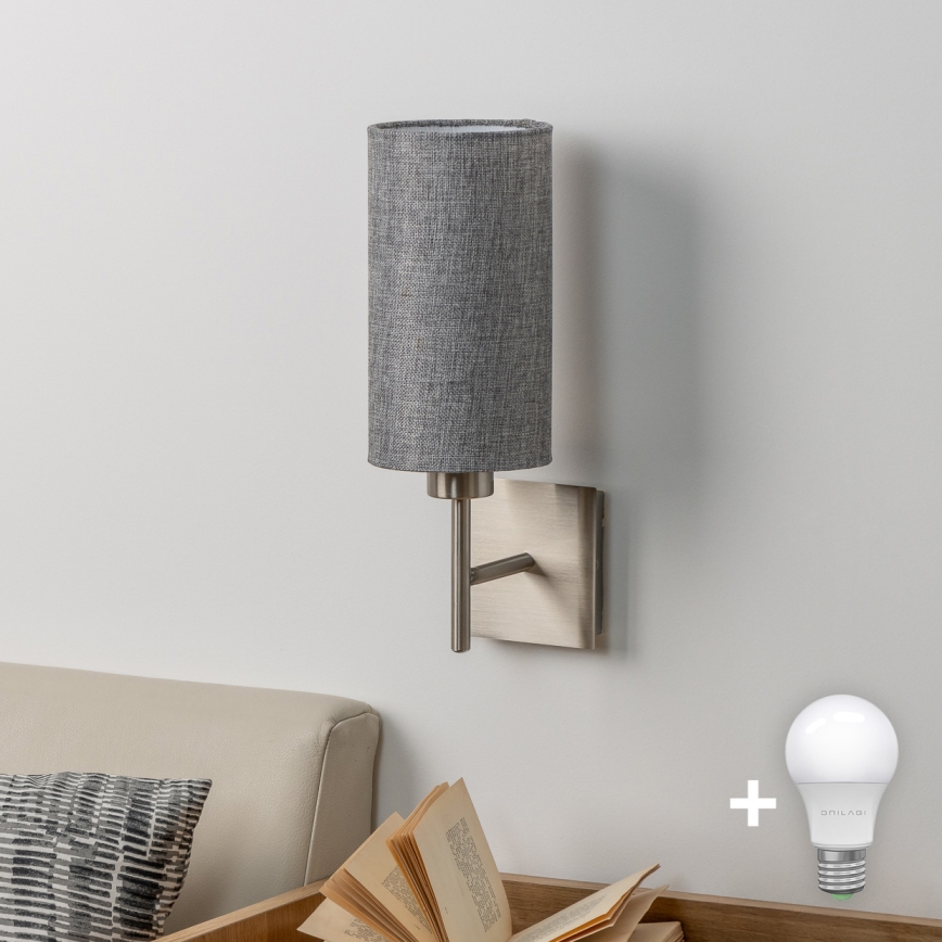 Eglo - LED Stenska svetilka TUNJA 1xE27/60W/230V mat krom/siva