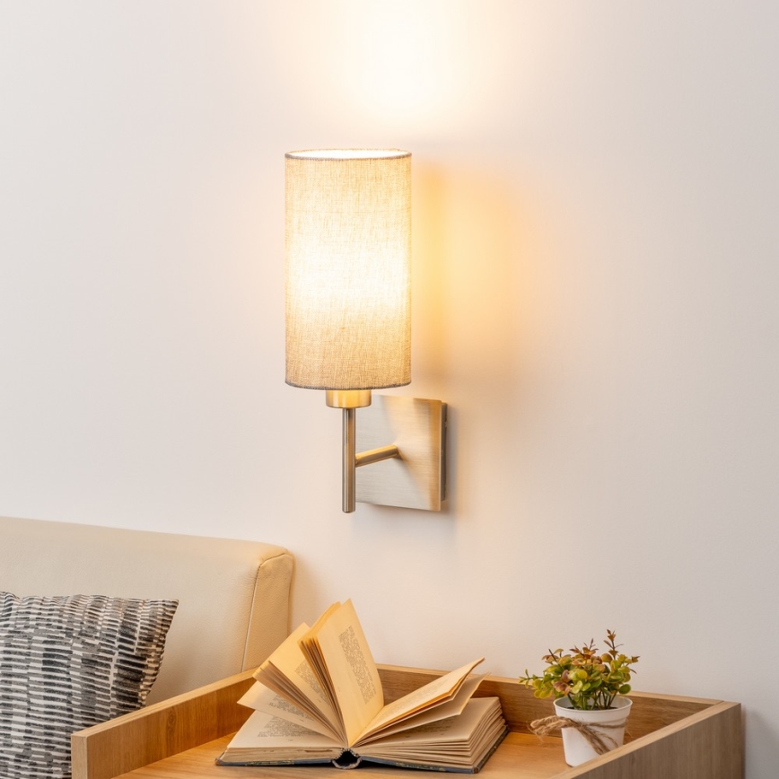 Eglo - LED Stenska svetilka TUNJA 1xE27/60W/230V mat krom/siva